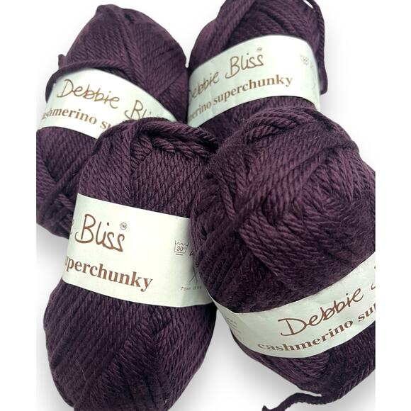 4 Skeins Debbie Bliss CASHMERINO SUPER CHUNKY Wool Yarn 🟣 16003 Dark Purple - Picture 2 of 11